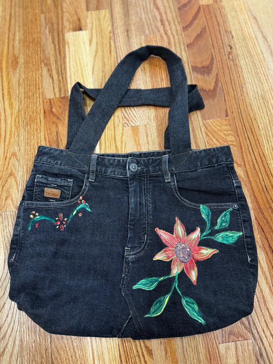 Sueños y Diseños bag, large w/ orange painted flowers