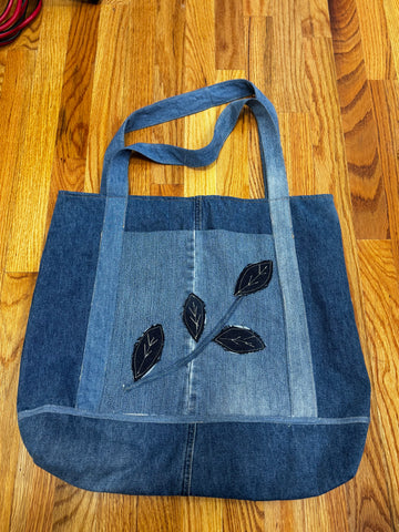 Sueños y Diseños bag, large w/ denim leaves