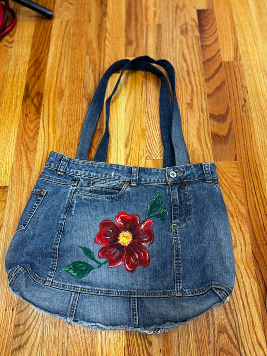 Sueños y Diseños bag, large w/ painted flower