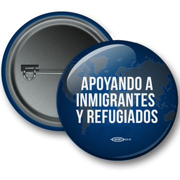 2 1/4" BUTTON: I stand with immigrants and refugees (ESPAÑOL) (Pack of 25)