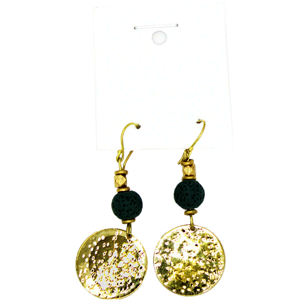 Mikono Brass Hanging Earrings (Green)
