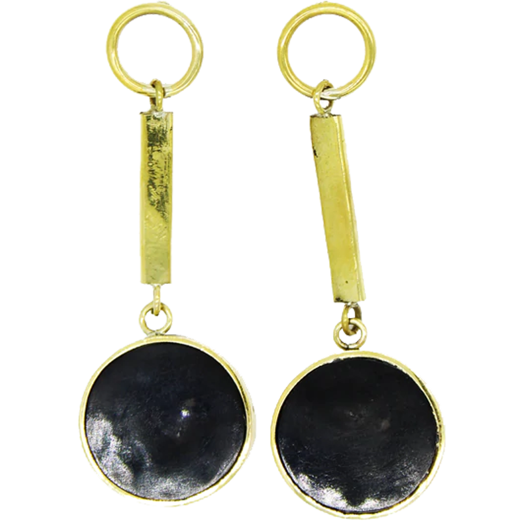 Mikono Brass Hanging Earrings (Black)