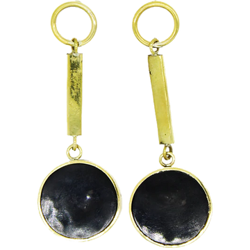 Mikono Brass Hanging Earrings (Black)