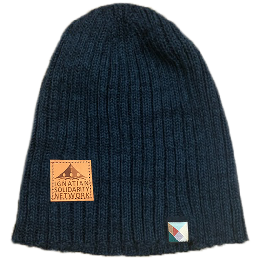 Wool Knit Slouch Beanie with ISN Logo Patch